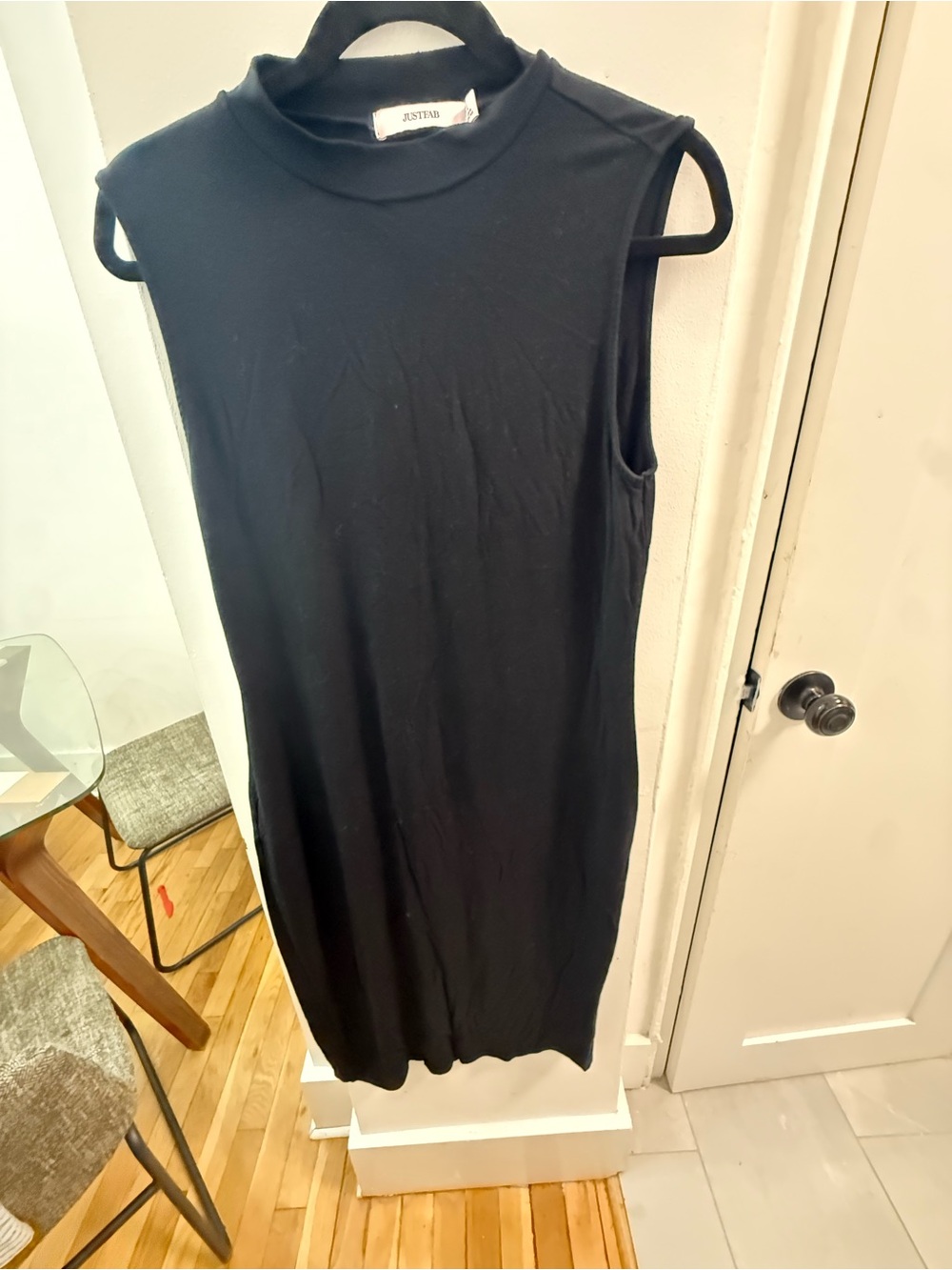 JustFab Black Sleeveless Mock Neck Midi Dress